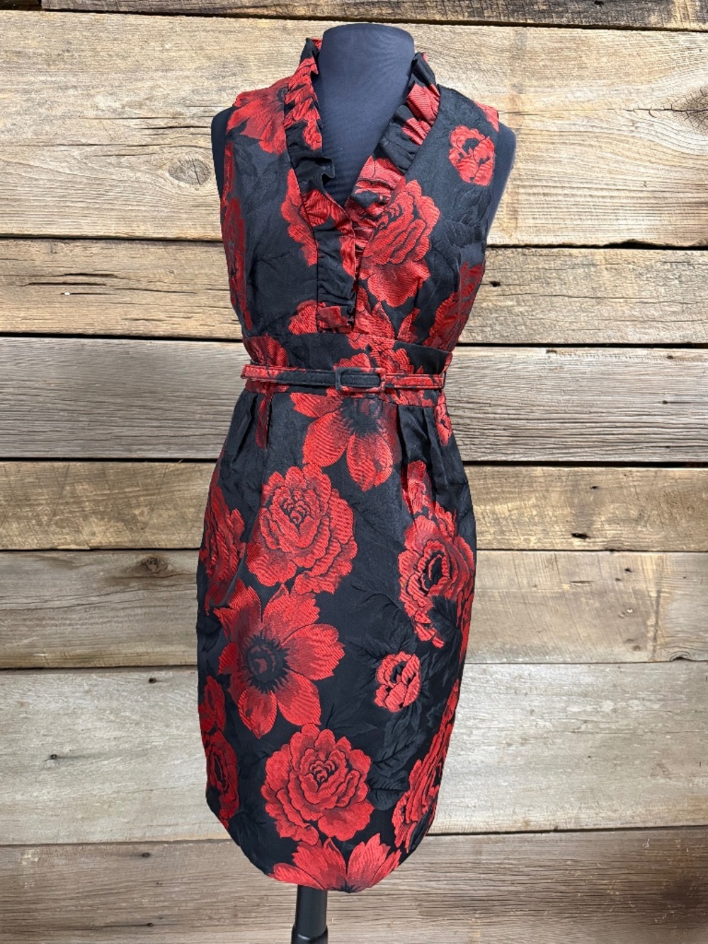 Jessica Howard Vibrant Rose Floral Dress, Red/Black, Size 8
